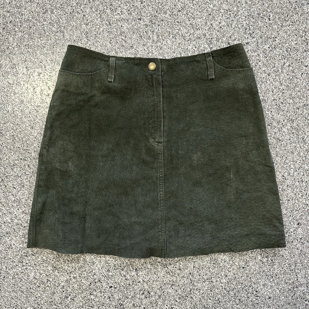 Hugo Buscati Mini Skirt Womens 4 100% Leather Green Lined 26x15.5 Measured